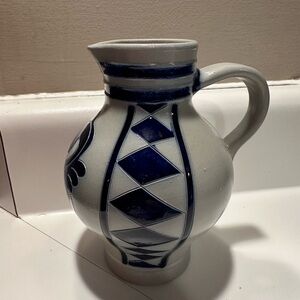 Goebel Vintage Salt Glazed Pottery Pitcher West Germany Blue Diamond Merkelbach